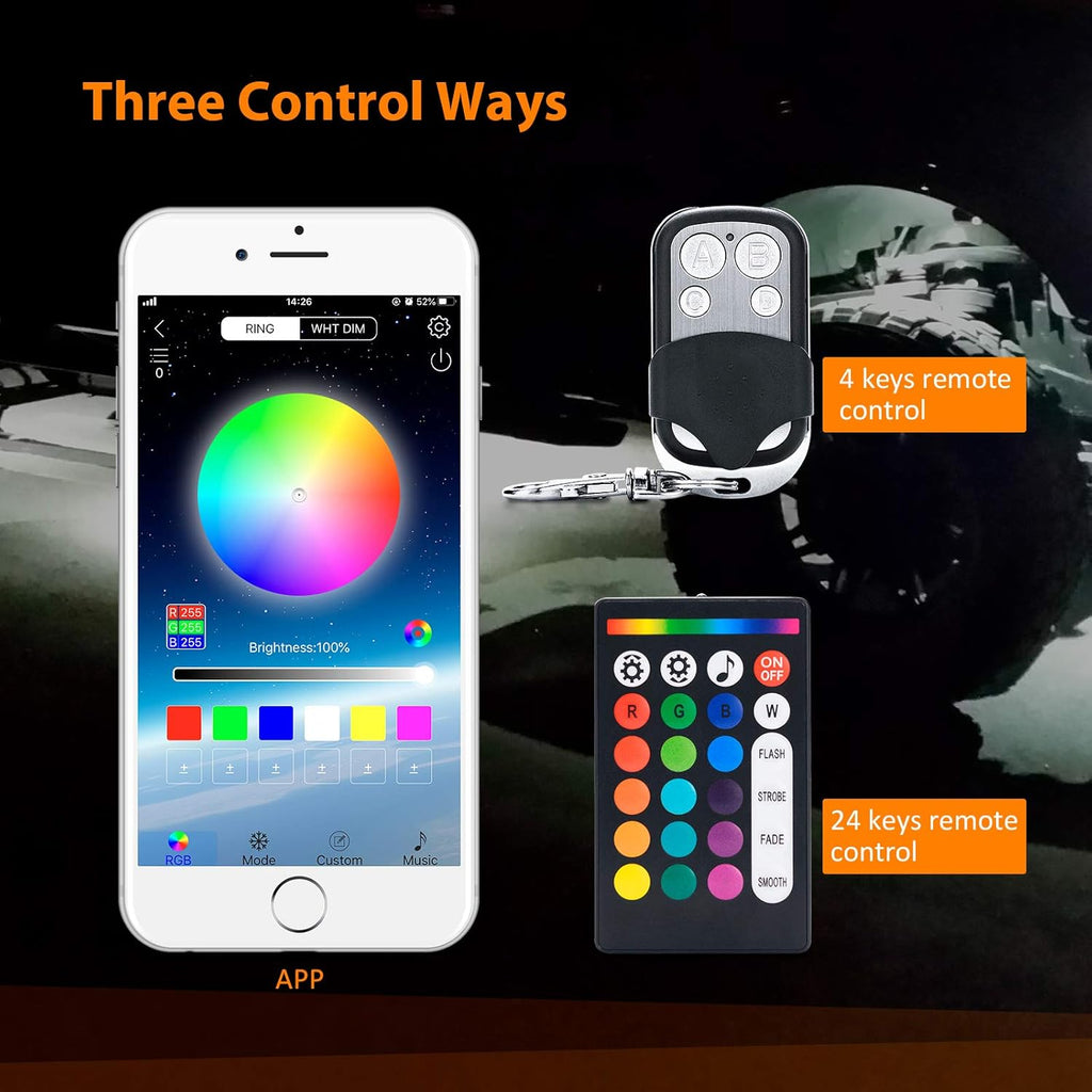 10 Pods RGB LED Rock Lights with APP/Double RF Remote Control for Cars Off Road SUV ATV UTV Vehicles Pack of 2 Z3706