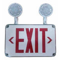 LED Wet Location Combo Exit Sign & Emergency Light Red Legend I545