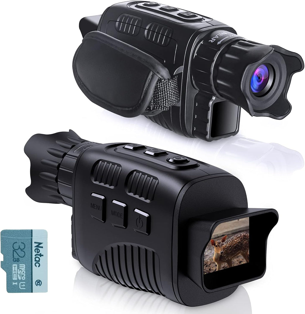 Night Vision Monocular Goggles, Infrared Digital Monocular, HD Photo & Video with 32GB Card, Pack of 2 B25315