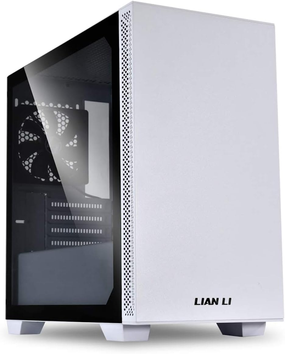 White microATX Mid-Tower Computer Case with Tempered Glass Side Panel C336454