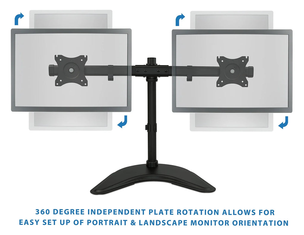 Free Standing Dual Monitor Stand for Two 19-27 Inch Computer Screens D4564