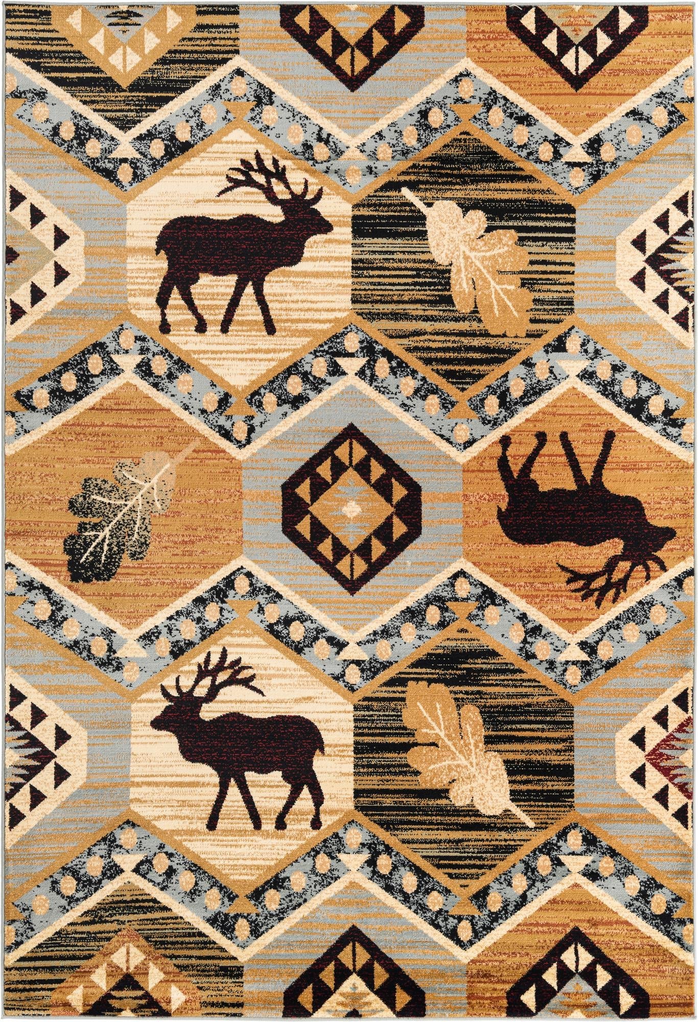 Blue Cabin / Lodge Geometric Rug K139