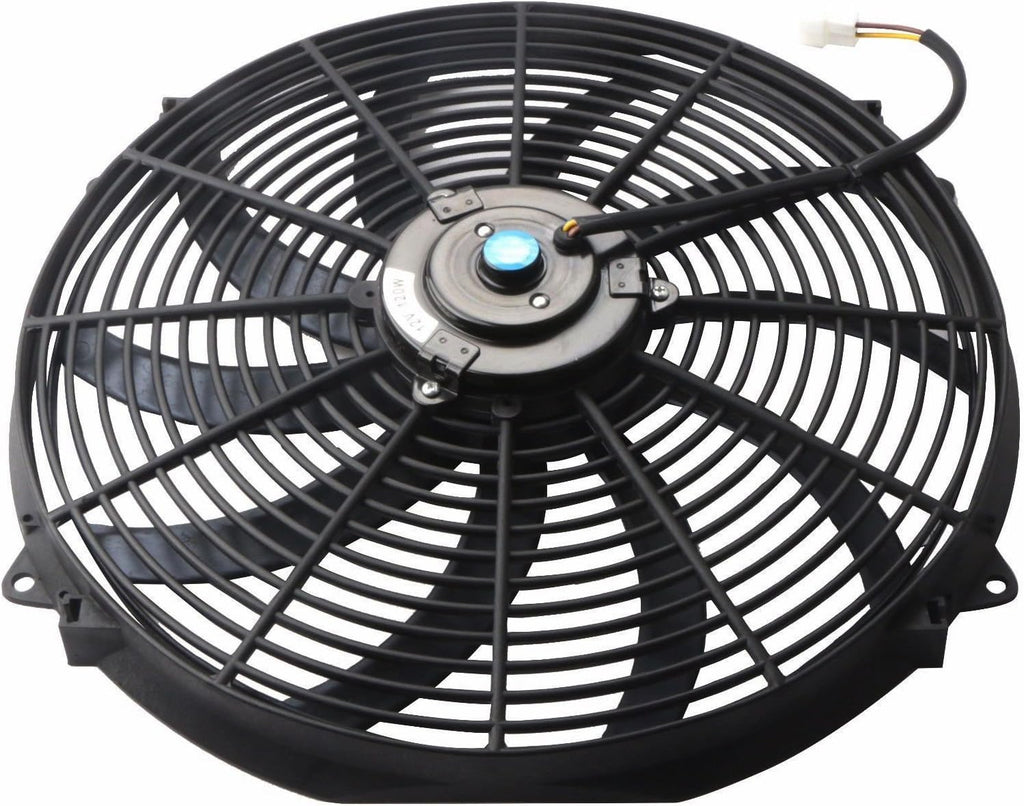 Black Universal Electric Radiator Slim Fan 12V 16 Inch X2 Pack of 2 U225