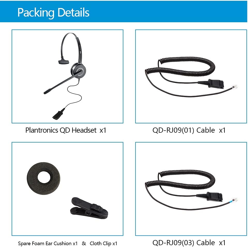 Noise-Cancelling Call Center Headset with QD, Pack of 2 J682