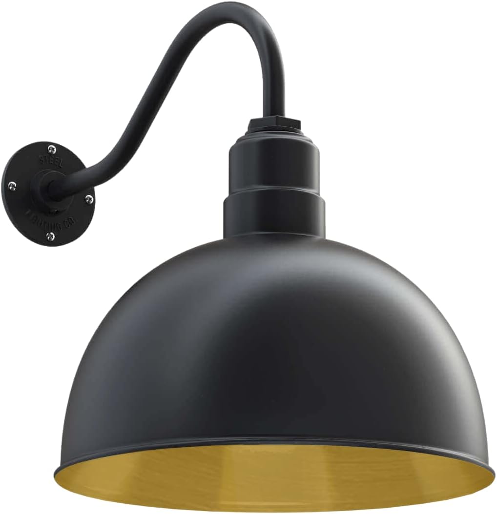 15 inch Bowl Dome Gooseneck Outdoor Wall Mounted Barn Light D686