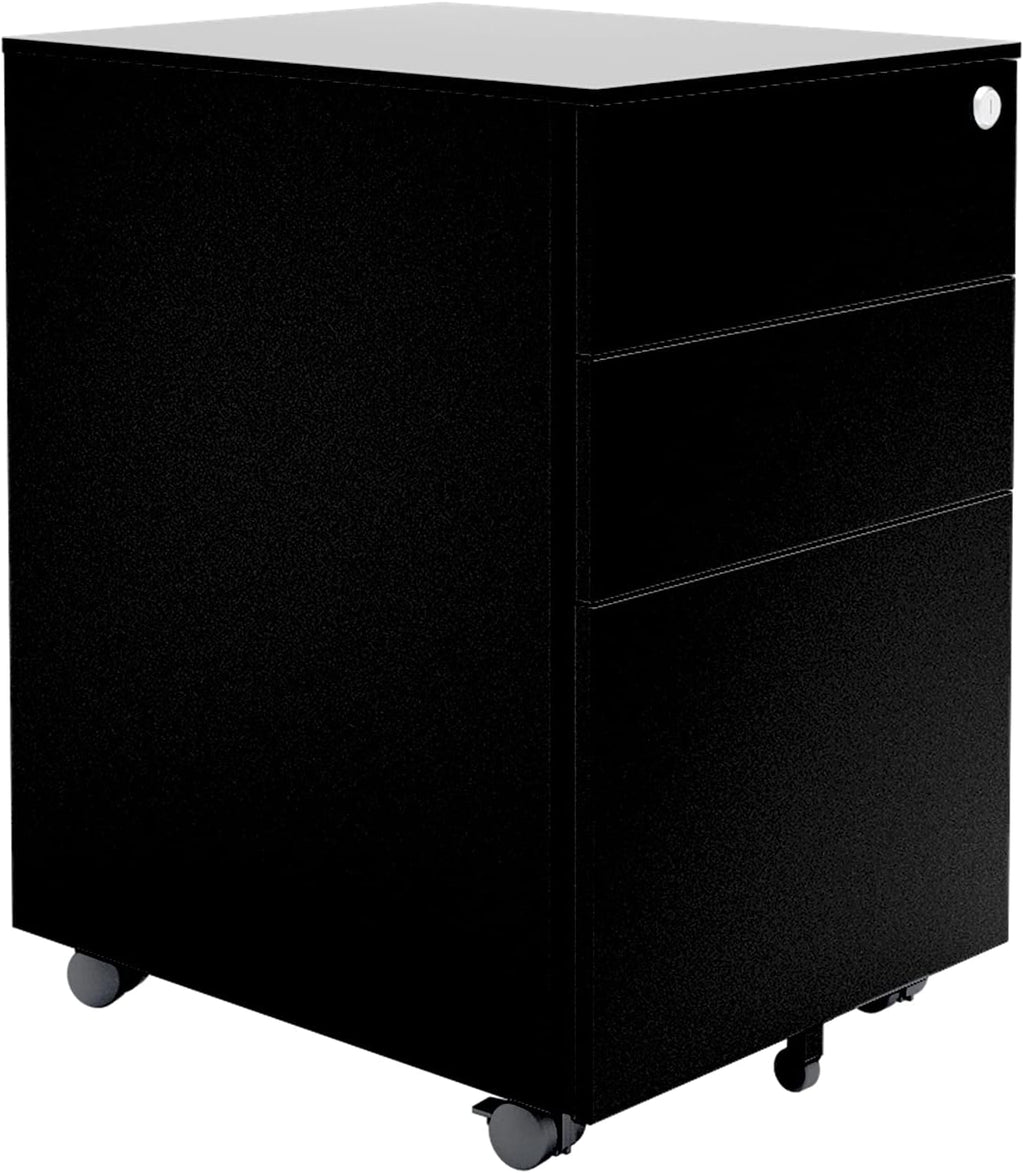 White Three Drawer Filing Cabinet with Rolling Casters D252