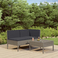 3 Piece Poly Rattan Outdoor Sectional Sofa Set with Cushions Steel Frame X12152