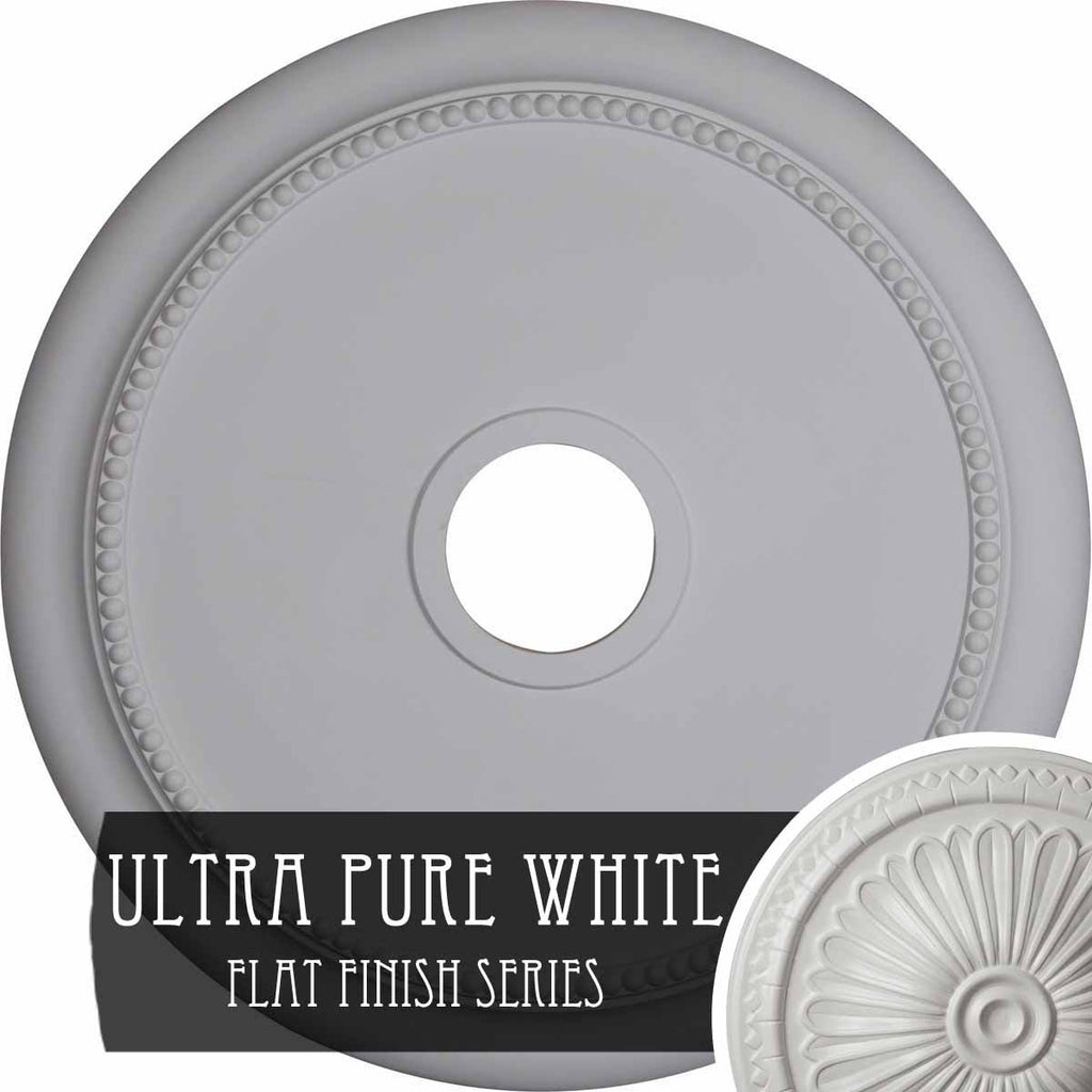 24 1/8x22OD x 4 3/8x22ID x 2 1/4x22P Hand-Painted Ultra Pure White Ceiling Medallion M6830