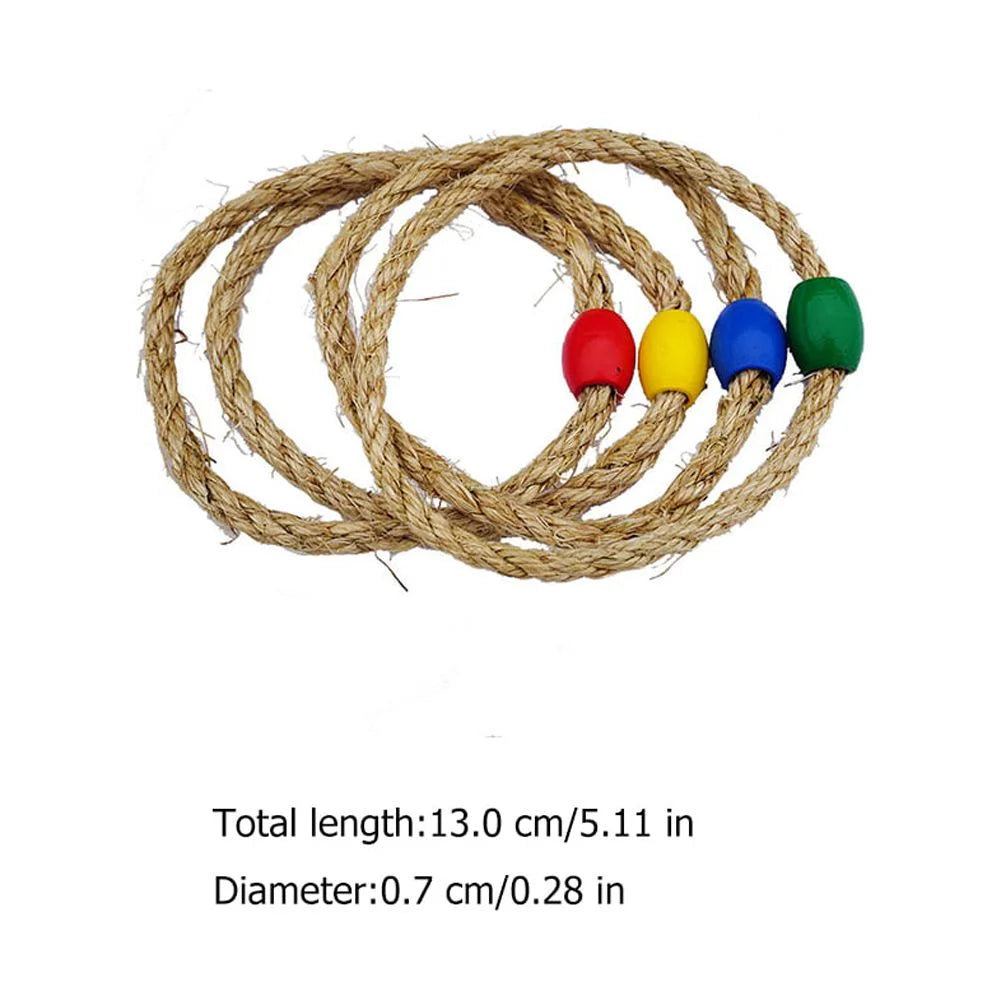 Throwing Ring Games Kids Toss Toy Outdoor Wooden Rope L784124