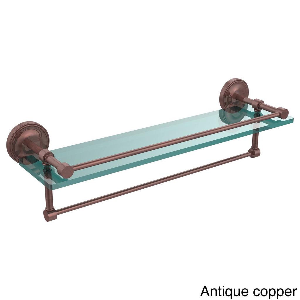 Antique Copper Glass Shelf with Towel Bar M4941