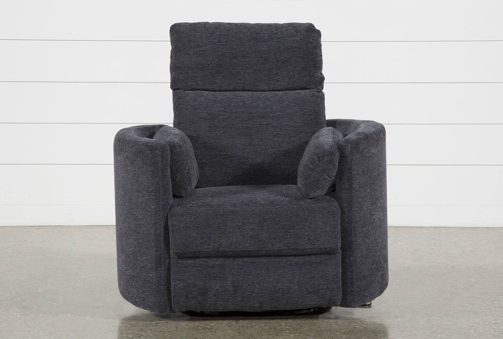 Blue Fabric Power Recliner Swivel Glider Chair R500