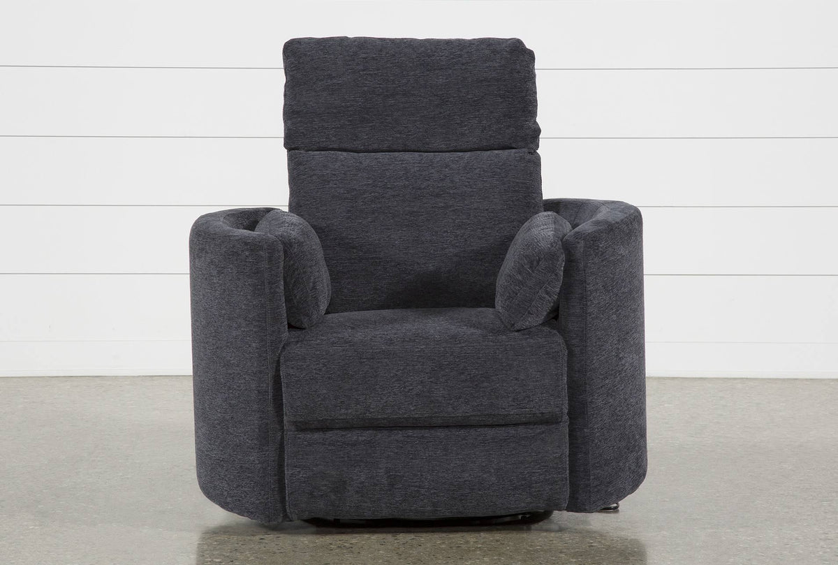 Blue Fabric Power Recliner Swivel Glider Chair R500