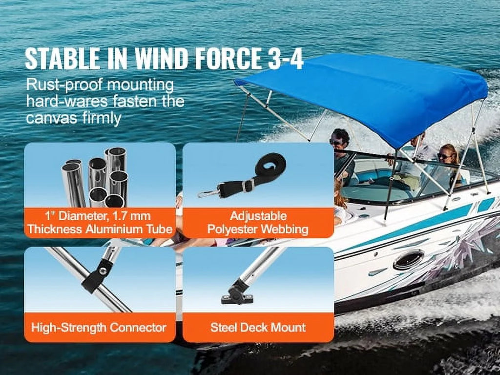4 Bow Bimini Top Boat Cover 900D Polyester Aluminum Frame 91"-96" W J67575