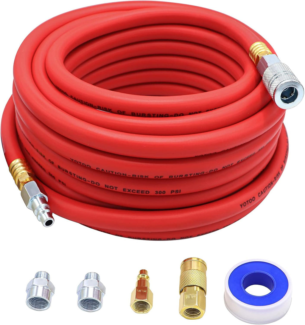 Hybrid Air Hose 1/2-Inch I.D. by 50-Feet Long, 300 PSI, Red, Pack of 2 T4214