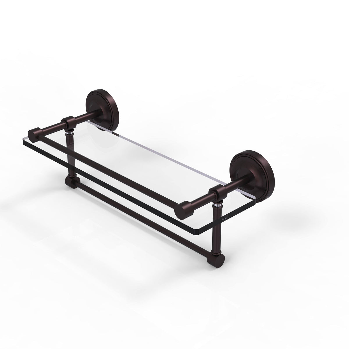 Antique Copper Glass Shelf with Towel Bar M4941