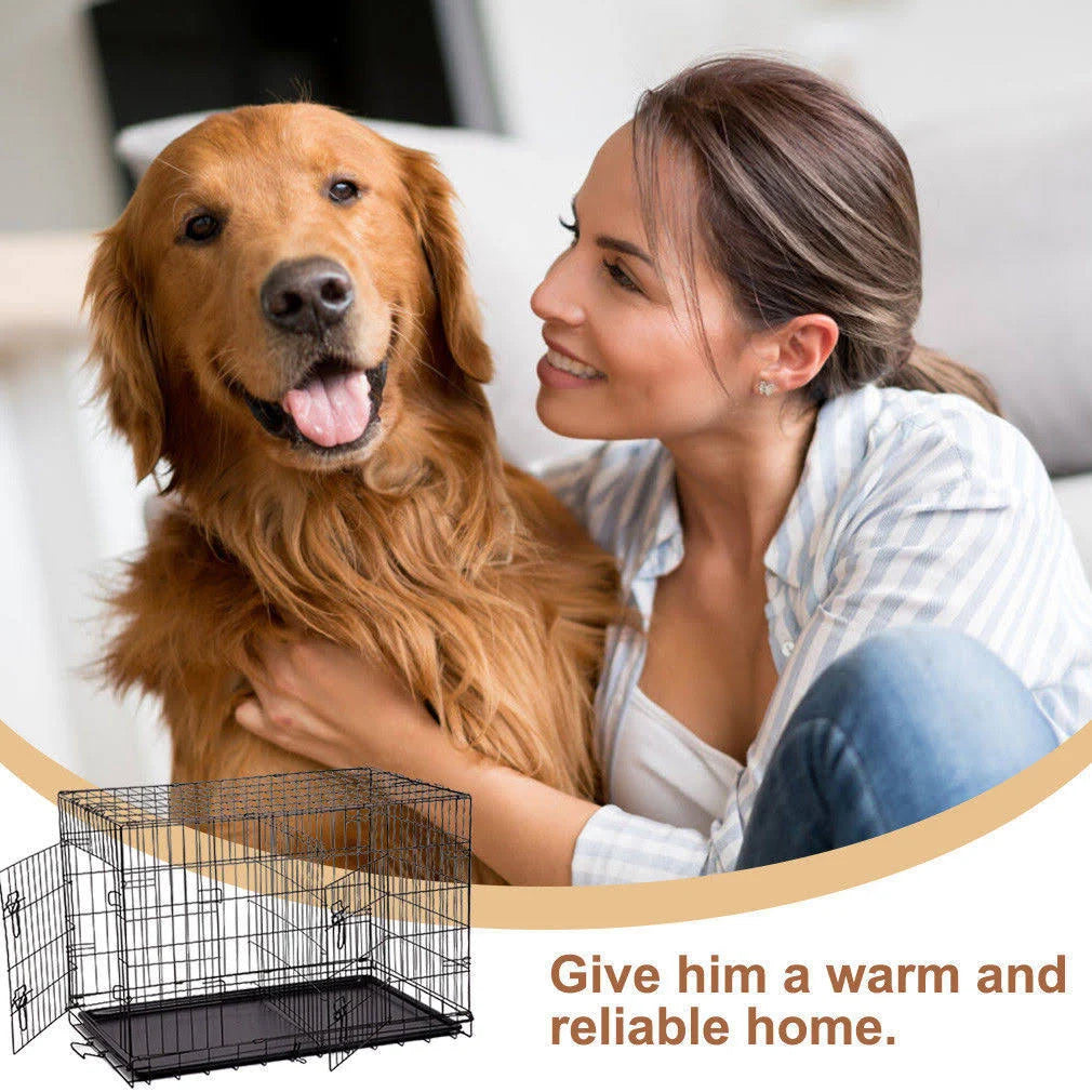 42x22 Pet Folding Dog Crate Kennel with ABS Tray U865724