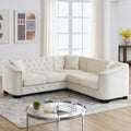 Beige Velvet 5-Seater Corner Sofa with 3 Cushions S4099