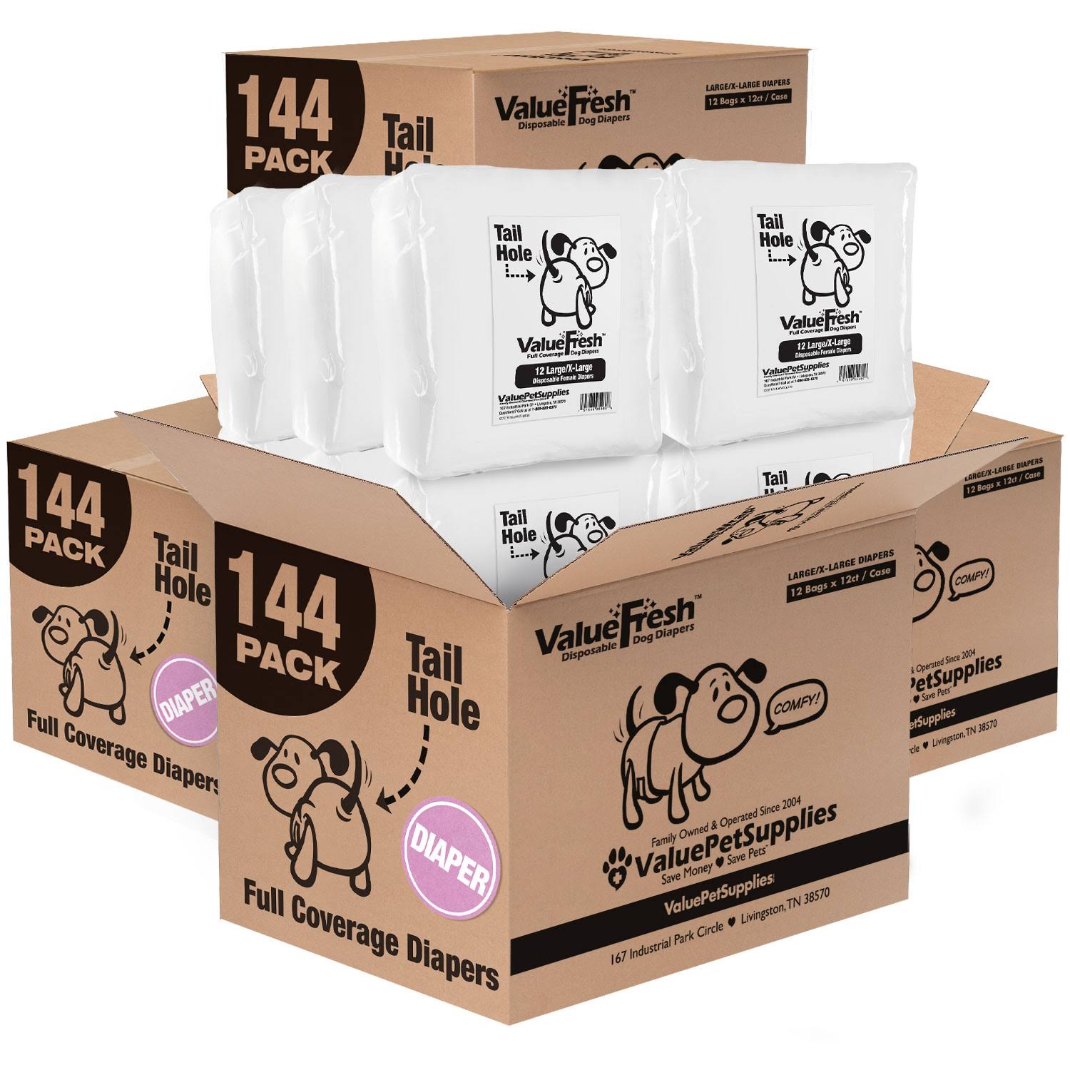 Disposable Diapers for Female Dogs, Large/X-Large, 576 Count S42672