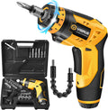 Cordless Rechargeable Electric Screwdriver 4V MAX 2000mAh 45 Accessories 7 Torque Setting 2 Position Handle LED Light Flexible Shaft Pack of 2 D319