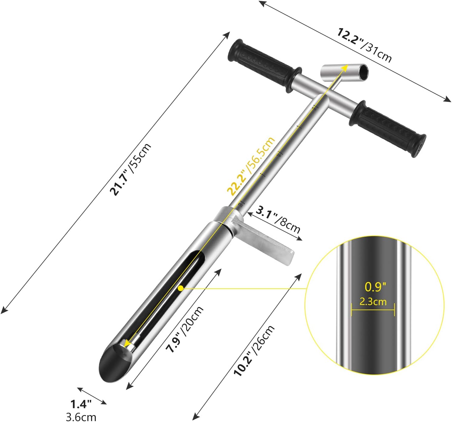 20" Stainless Steel Soil Sampler Probe with Ejector and Foot Pedal, Pack of 2 S8858