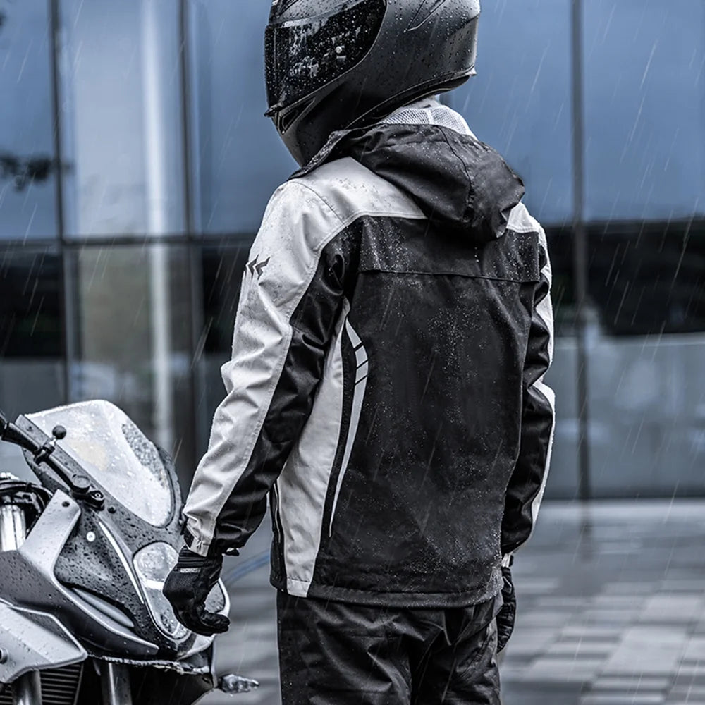 Waterproof Motorcycle Rain Suit Jacket and Pants with Storage Bag F62338