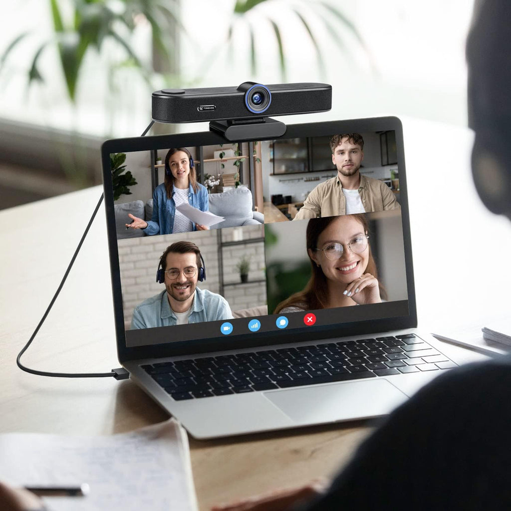 4K Webcam with Microphone and Speaker, 5X Digital Zoom, Privacy Cover, 120° Wide Field View N2086