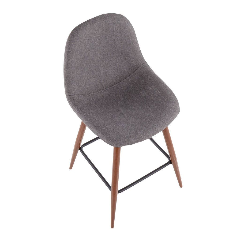 Walnut Metal Charcoal Fabric Counter Stool Set of 2 W738