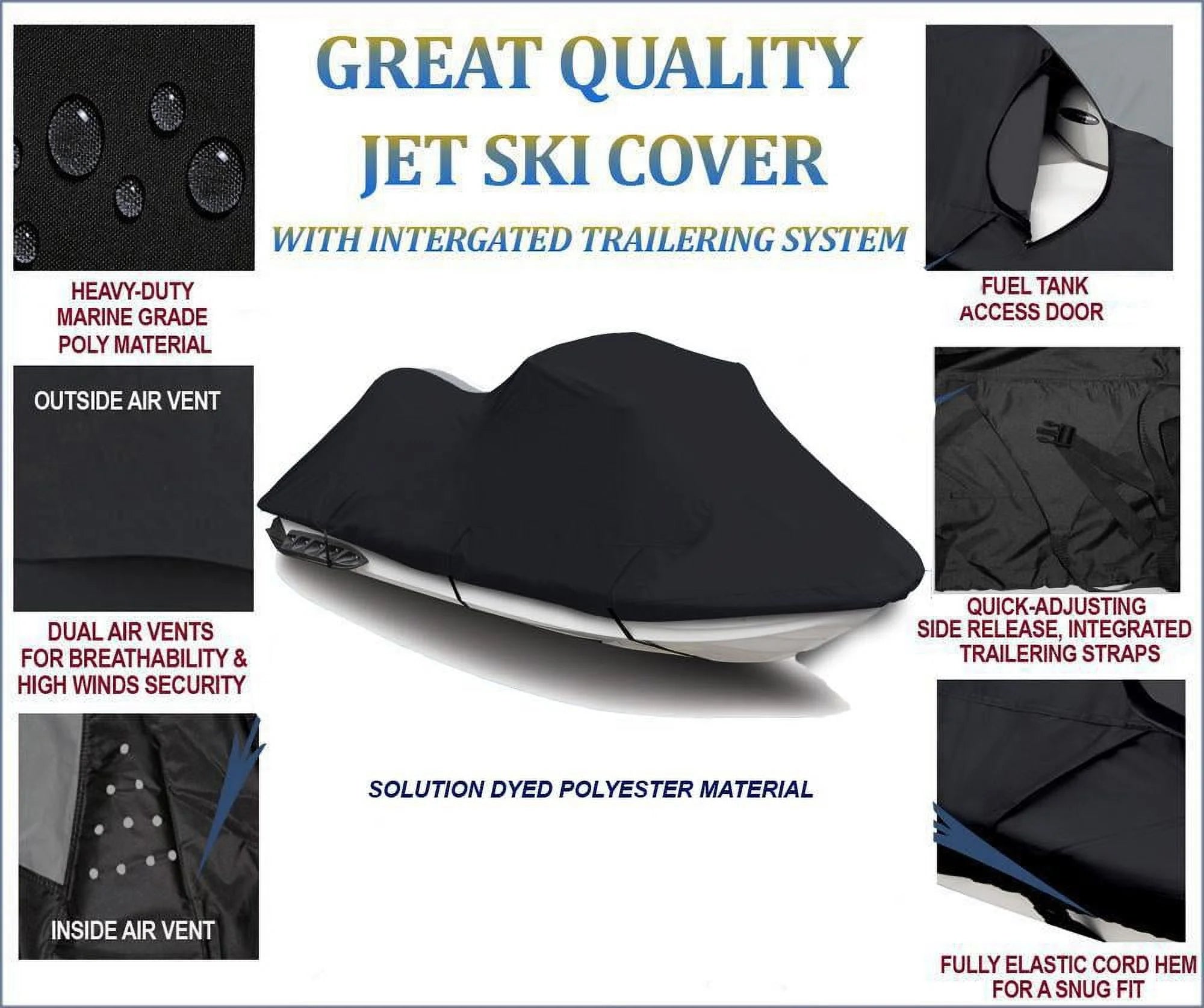 Black 600 Denier JetSki Cover W59630