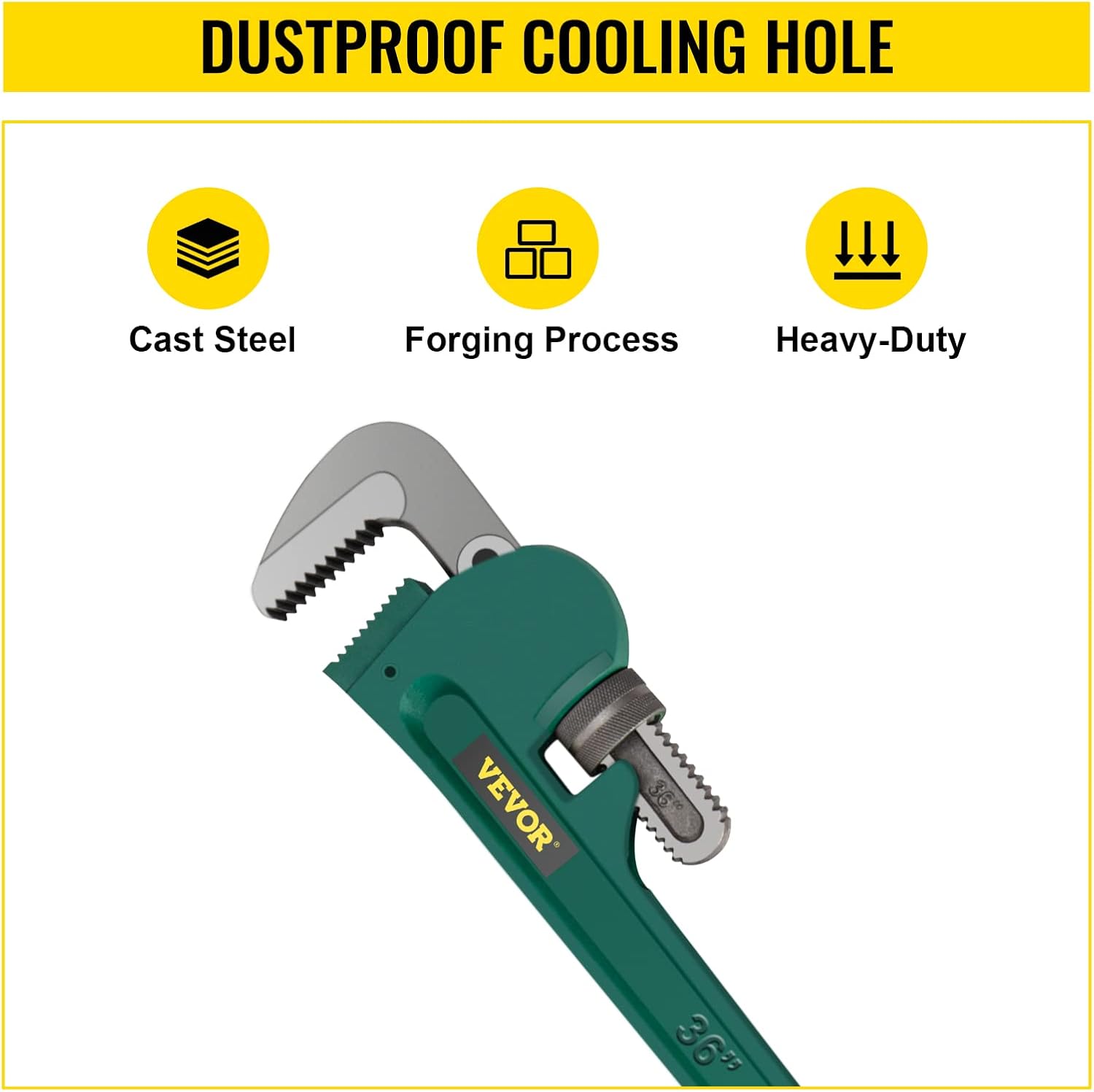 36-Inch Aluminum Straight Pipe Wrench Adjustable Heavy Duty 5” Jaw Capacity Pack of 2 O29926
