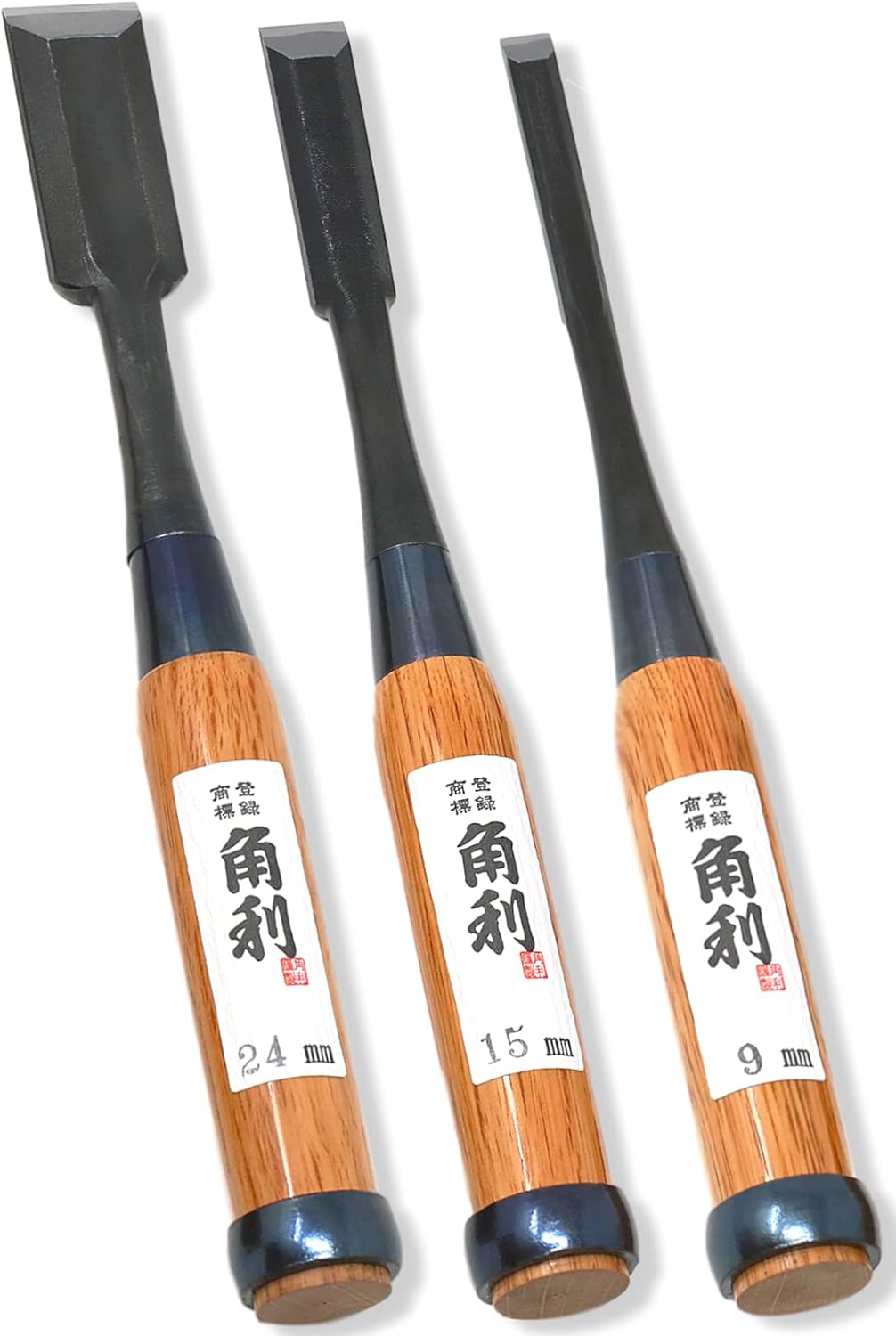 Japanese Wood Chisel Set 3 Piece Carbon Steel White Oak Handle W795247