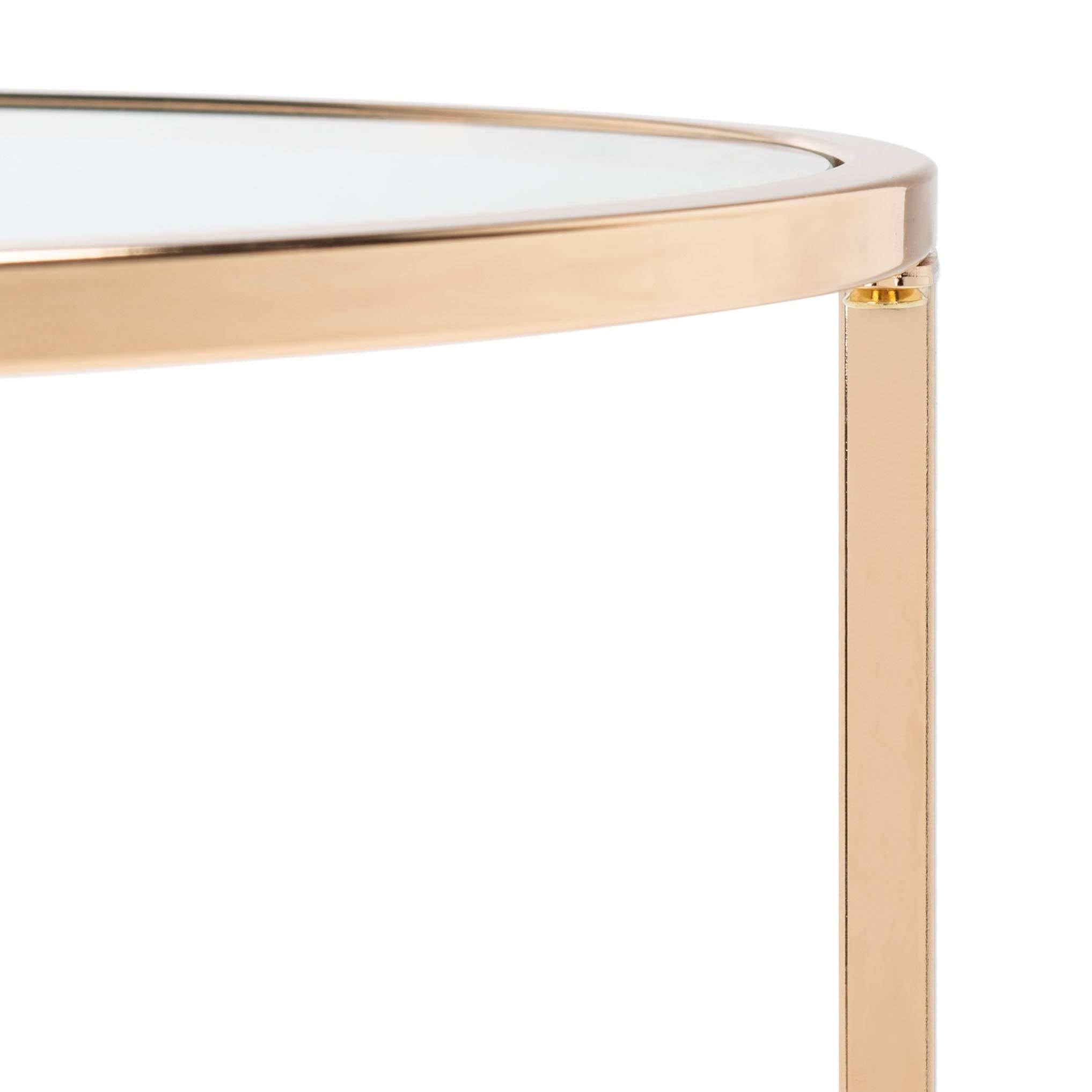 Round Glass Side Table with Polished Gold Frame R97035