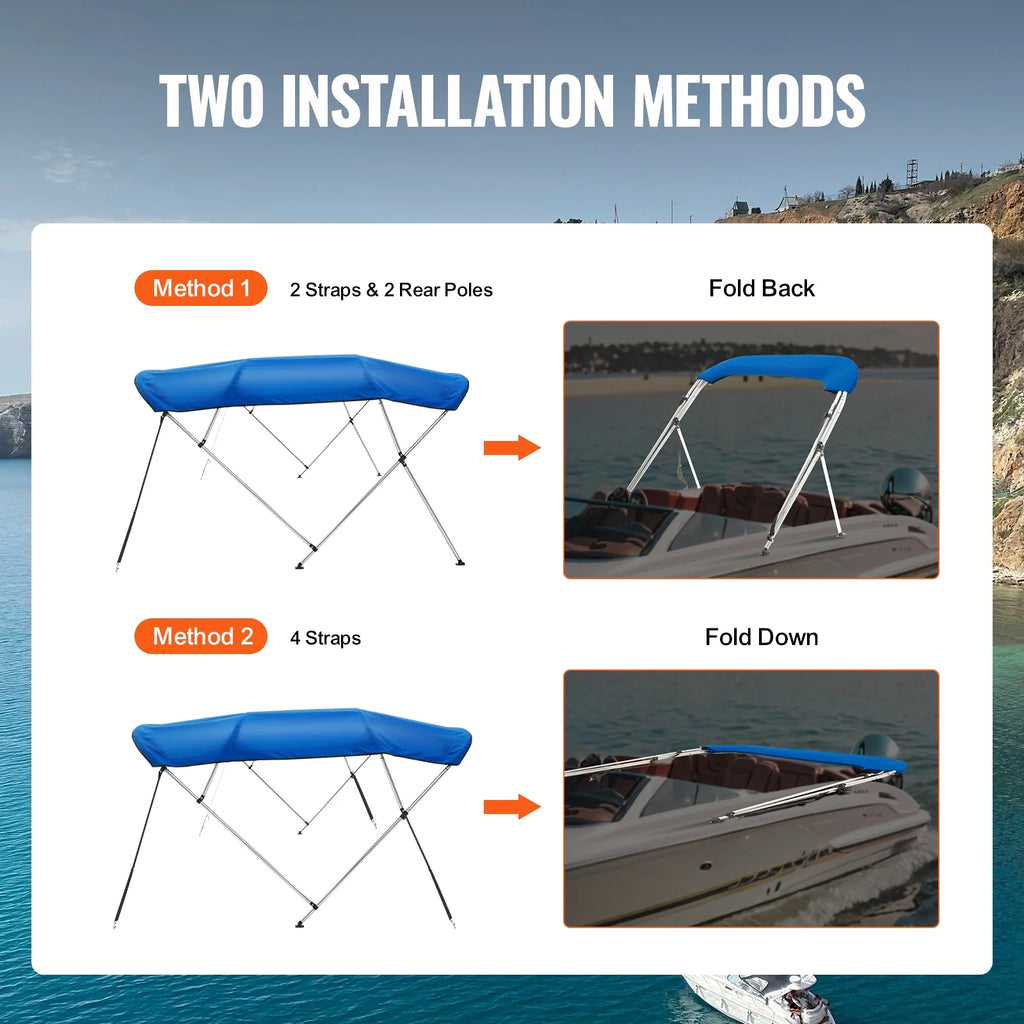 4 Bow Bimini Top Boat Cover 900D Polyester Aluminum Frame 91"-96" W J67575