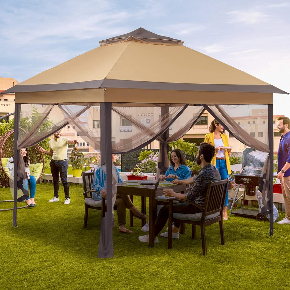 11X11 Pop Up Canopy Tent with Mosquito Netting S97440