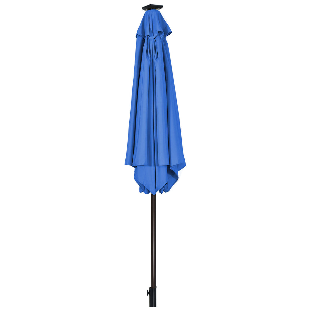 9 ft Patio Table Market Umbrella with Solar LED Lights H499