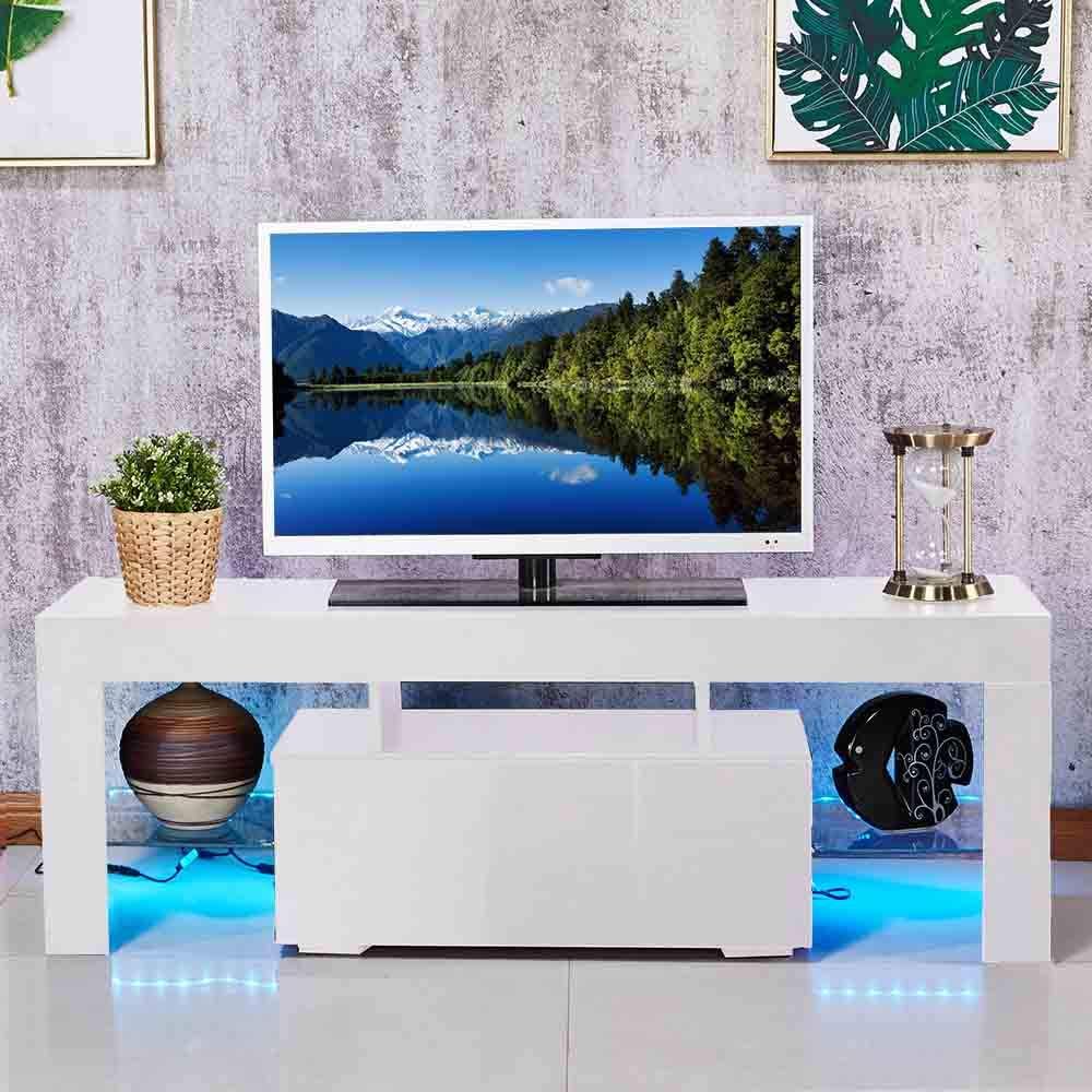 White 51.2 TV Stand Cabinet with Storage D5460
