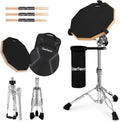 12-Inch Double Sided Silent Drum Practice Pad with Snare Drum Stand, Drum Sticks, Carrying Bag, Orange Z238151