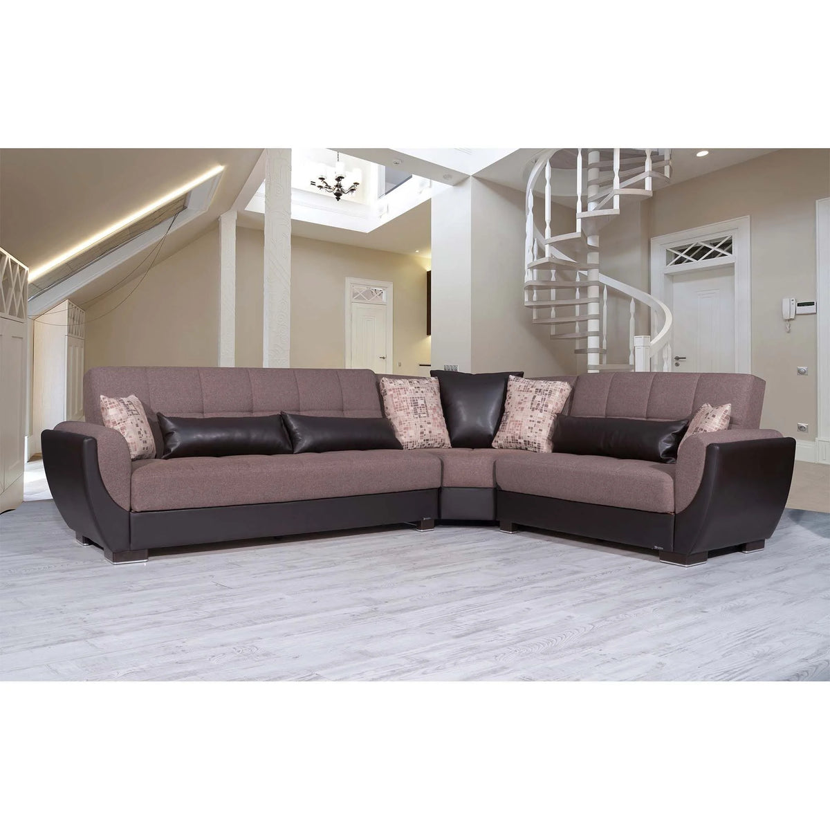 Brown Sectional Sofa D464