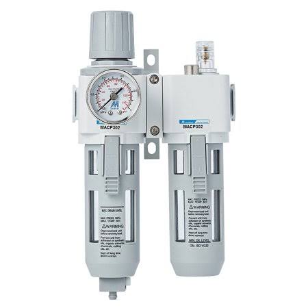 Compressed Air Filter Regulator Lubricator Combo Unit with Gauge 3/8 inch NPT Thread E5197
