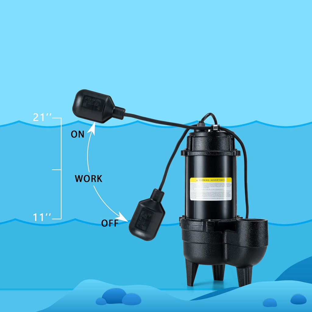 Cast iron submersible sewage pump with tether float switch S1679