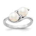 14k White Gold 6mm Black Cultured Pearl Diamond Ring N795266