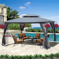 Gray Outdoor Patio Gazebo Canopy Tent With Ventilated Double Roof And Mosquito Net P425295