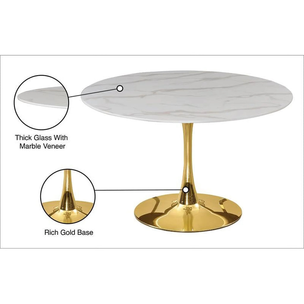 Gold Base Faux Marble Top Dining Table L133
