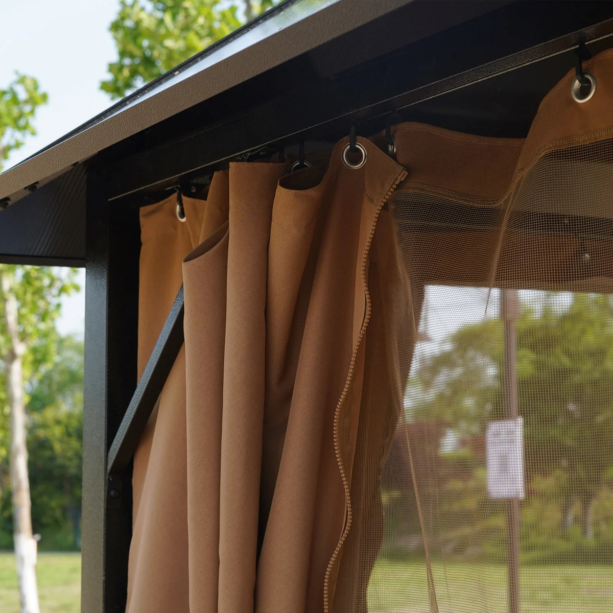 10' x 10' Outdoor Hardtop Gazebo with Netting and Curtains Z579284