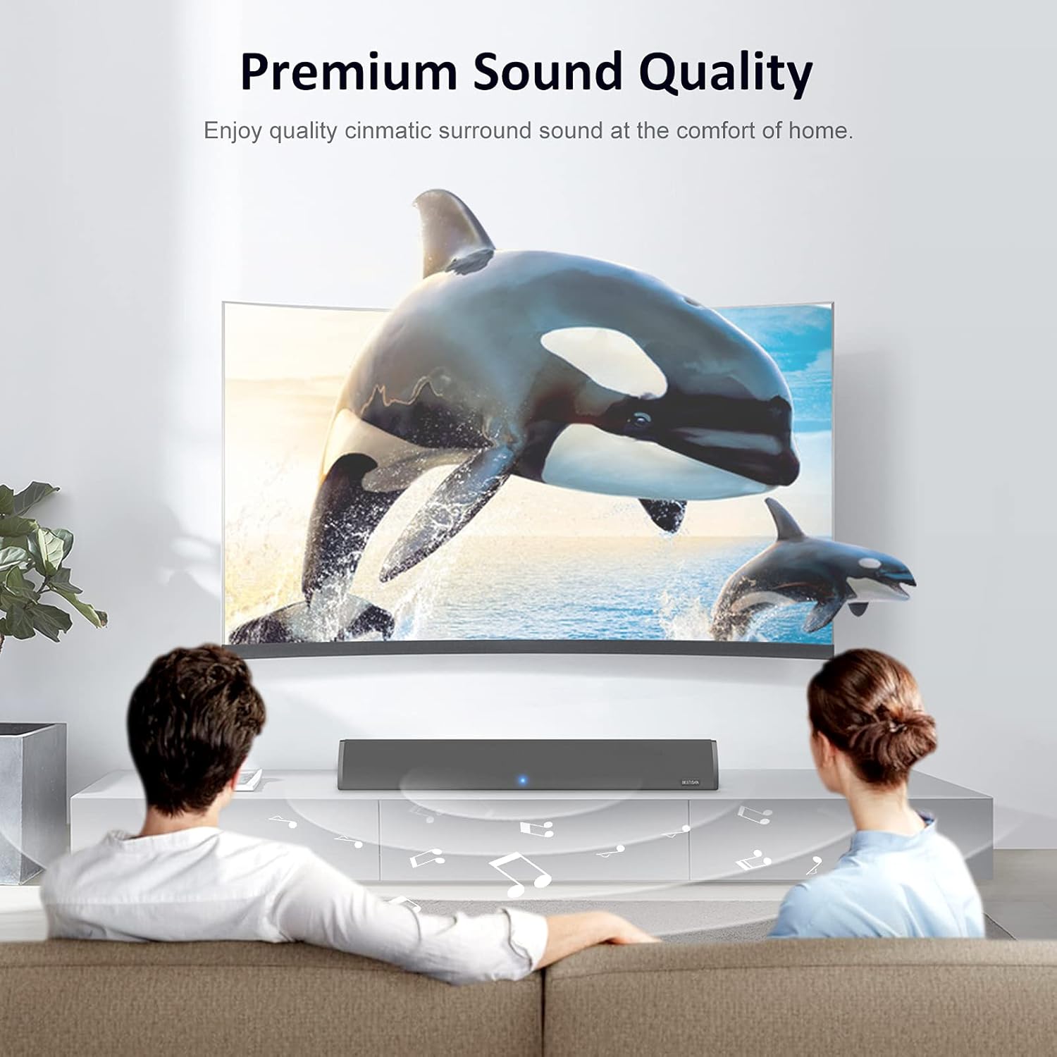 Sound Bar with Built-in Subwoofer, Bluetooth 5.0, 24-Inch E9333