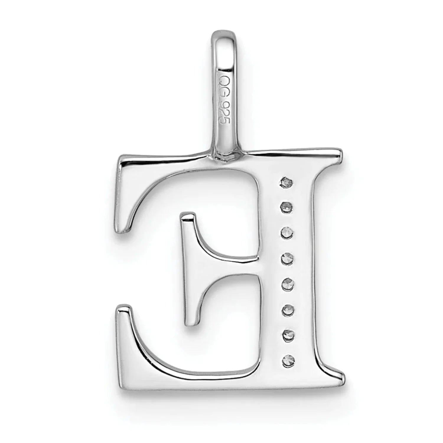 14K White Gold Diamond Letter E Initial Pendant E7194