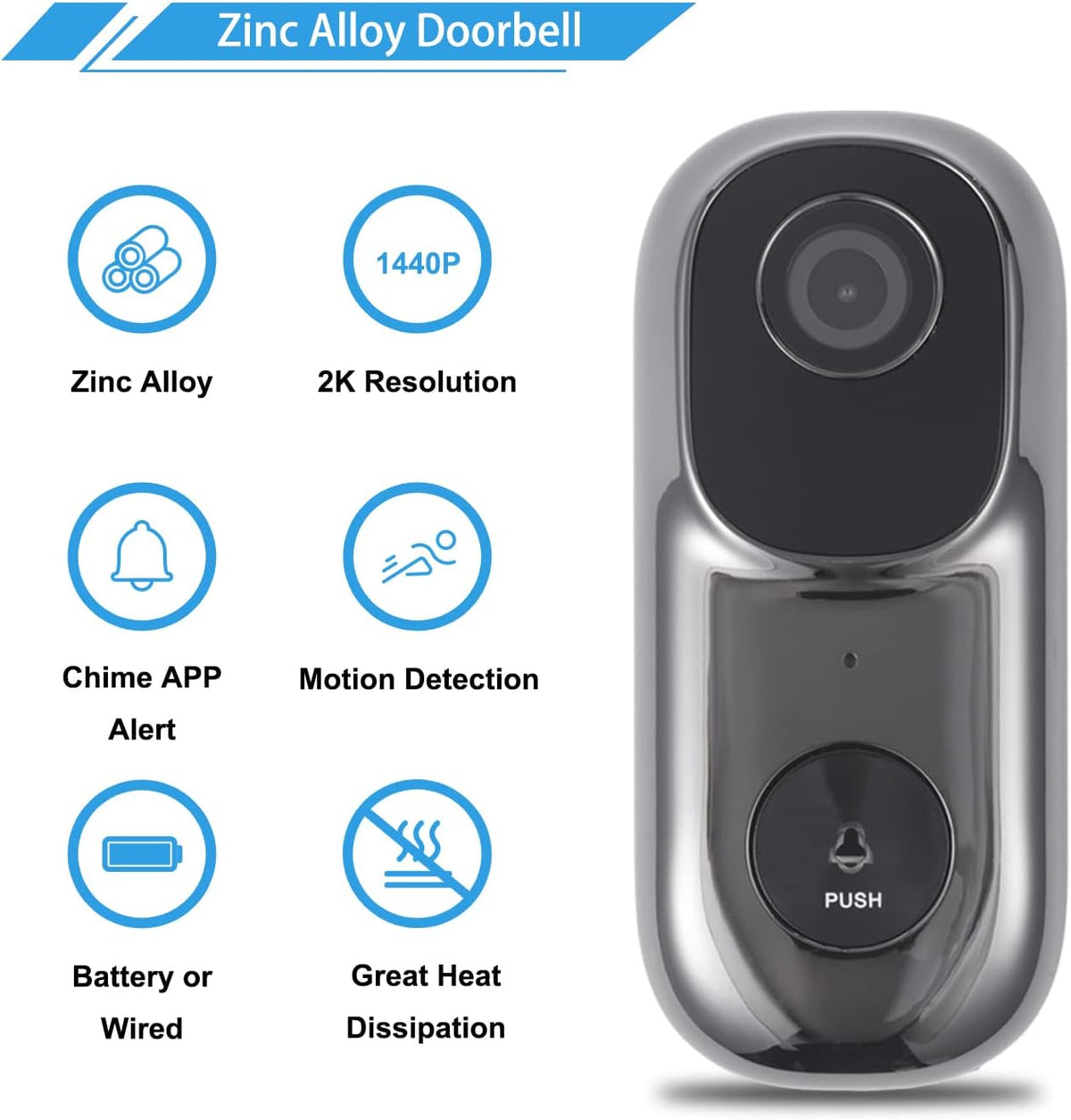2K Video Doorbell Camera with 32GB Local Storage L209686