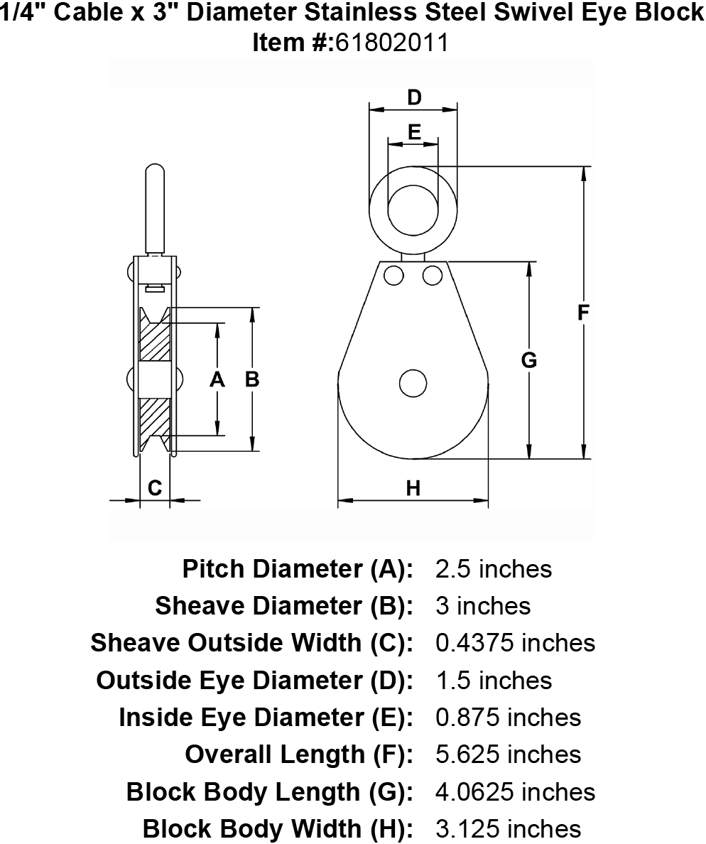 Stainless Steel Swivel Eye Block I517275