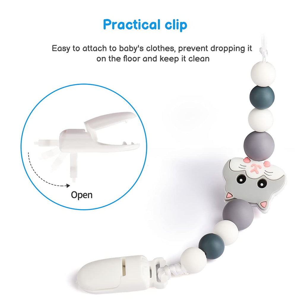 Silicone Baby Teething Toys with Pacifier Clip Holder Set F9954