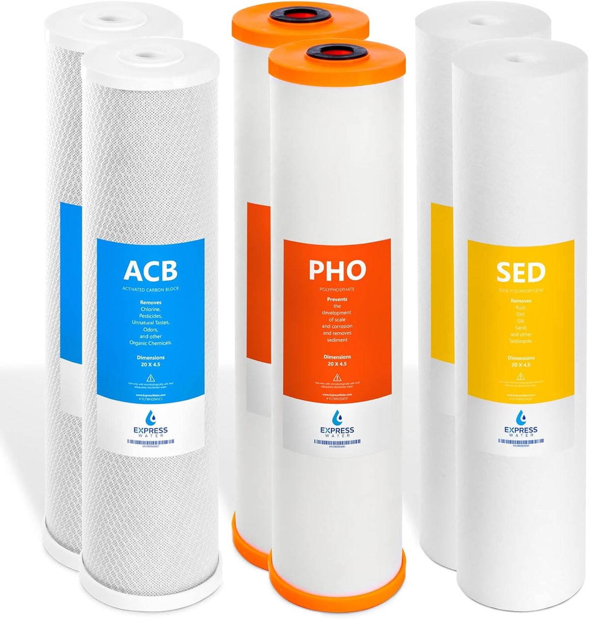 2-Year Whole House Anti Scale Filter Set 3 Stage Filtration Replacement Kit 5 Micron 4.5" x 20" C721