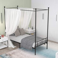Twin White Metal Canopy Bed Frame with Steel Slats L52966